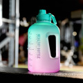 Fashion fitness sports water bottle gradient large capacity kettle straw Portable handle plastic space cup